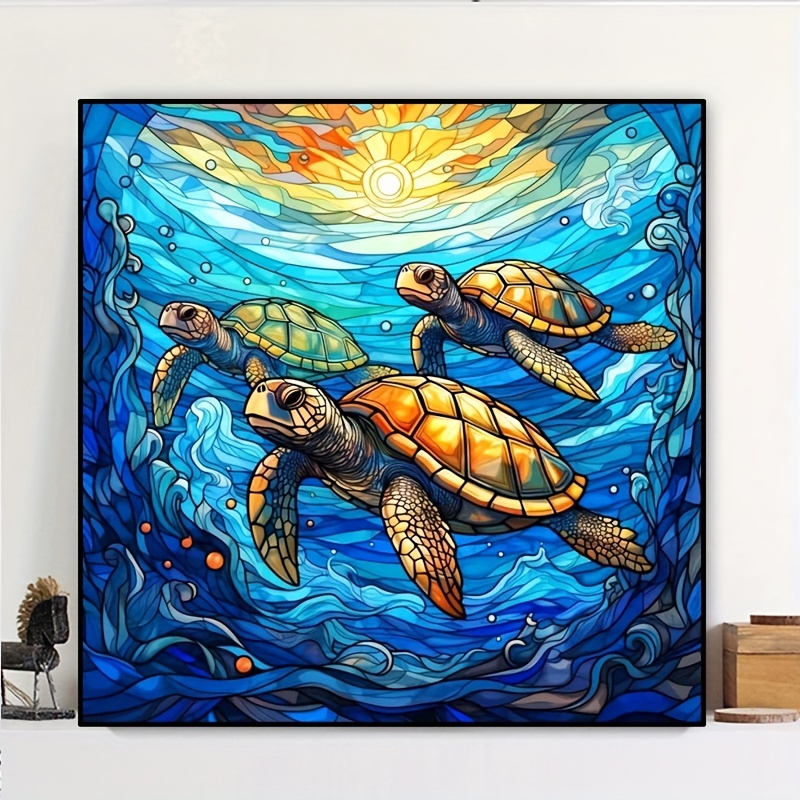 Diy Artificial Diamond Painting Cute Sea Turtle 5d - Temu