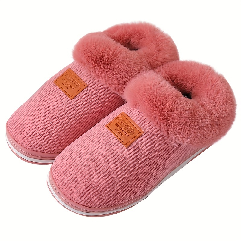 Women's Plush Lined Winter Indoor Slippers Warm & Comfy Slip On Anti skid Slides