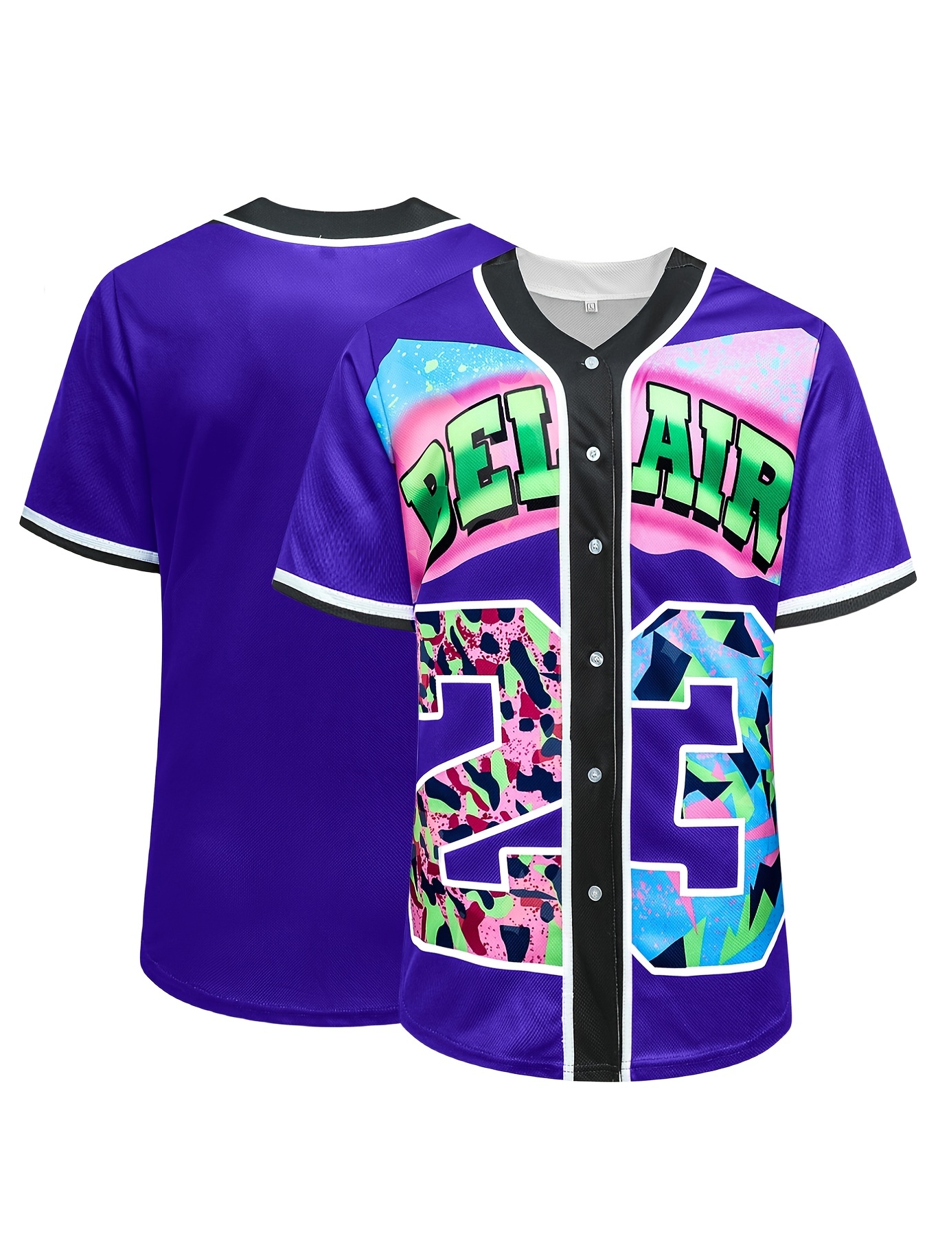 Women's Retro Purple 23 Baseball Jersey, Hip Hop 90s Outfit