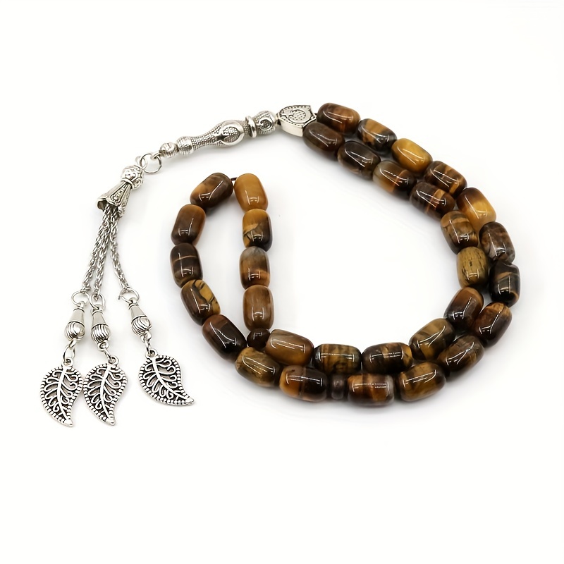 Oval Tiger's Eye Stone Tasbih Muslim Gem Beads Bracelet Arab - Temu Germany