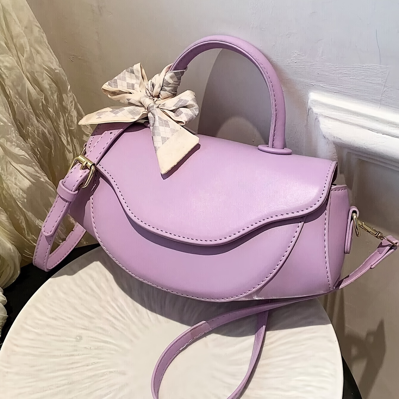 Fashion Crossbody Bag, Cute Pu Shoulder Bag, Women's Sweet Purple Handbag &  Purse - Temu
