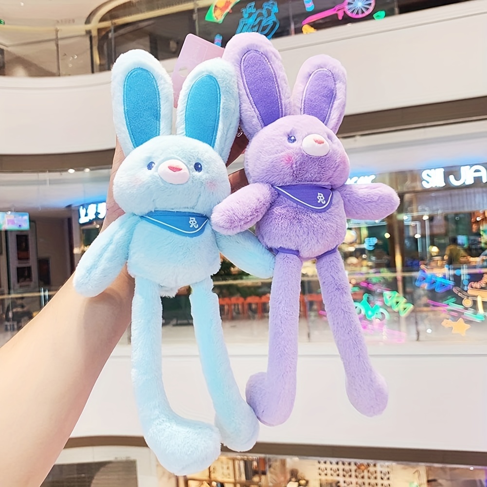 Stuffed Cartoon Bunny Dolls Plush Rabbit Toy with Retractable Pulling Ears  for Home Decorations Gift,Key Chain Rabbit Plush Toy 