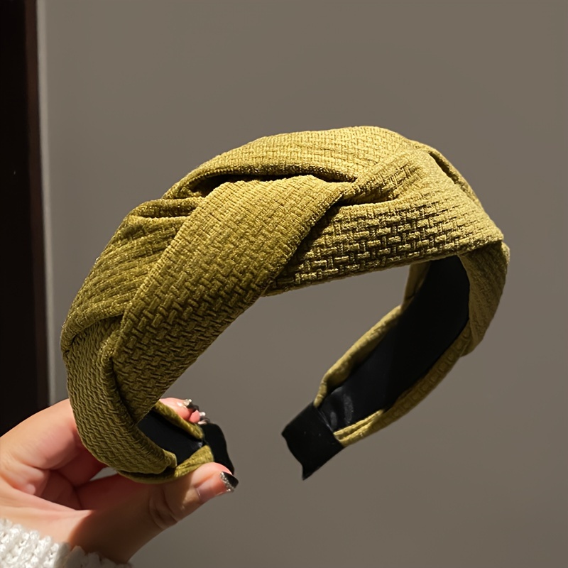 E-shop gewebter Damen-Haarreif aus Stoff mit breitem Rand, einfarbig, Stirnband, französisches Freizeit-Haaraccessoire, Feiertagsgeschenk