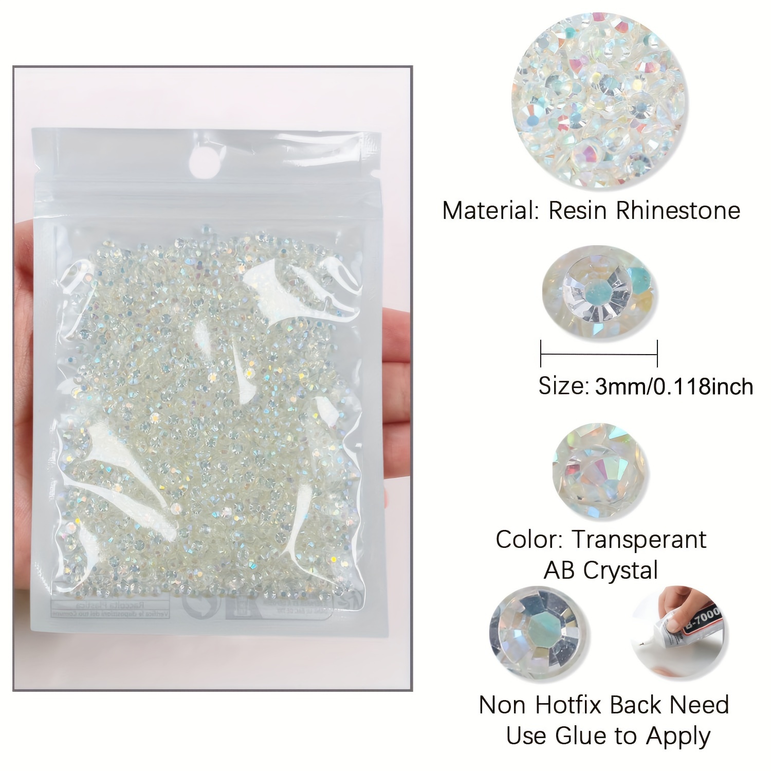 2mm - 6mm Resin Rhinestones Color Non Hotfix Flat Back Glue On Nail Gems  Strass Glitter Bling Rhinestone Jelly Beads For Nail Art, Mugs, Bottles,  Tumblers, Mobile ,MakeUp DIY Accessories