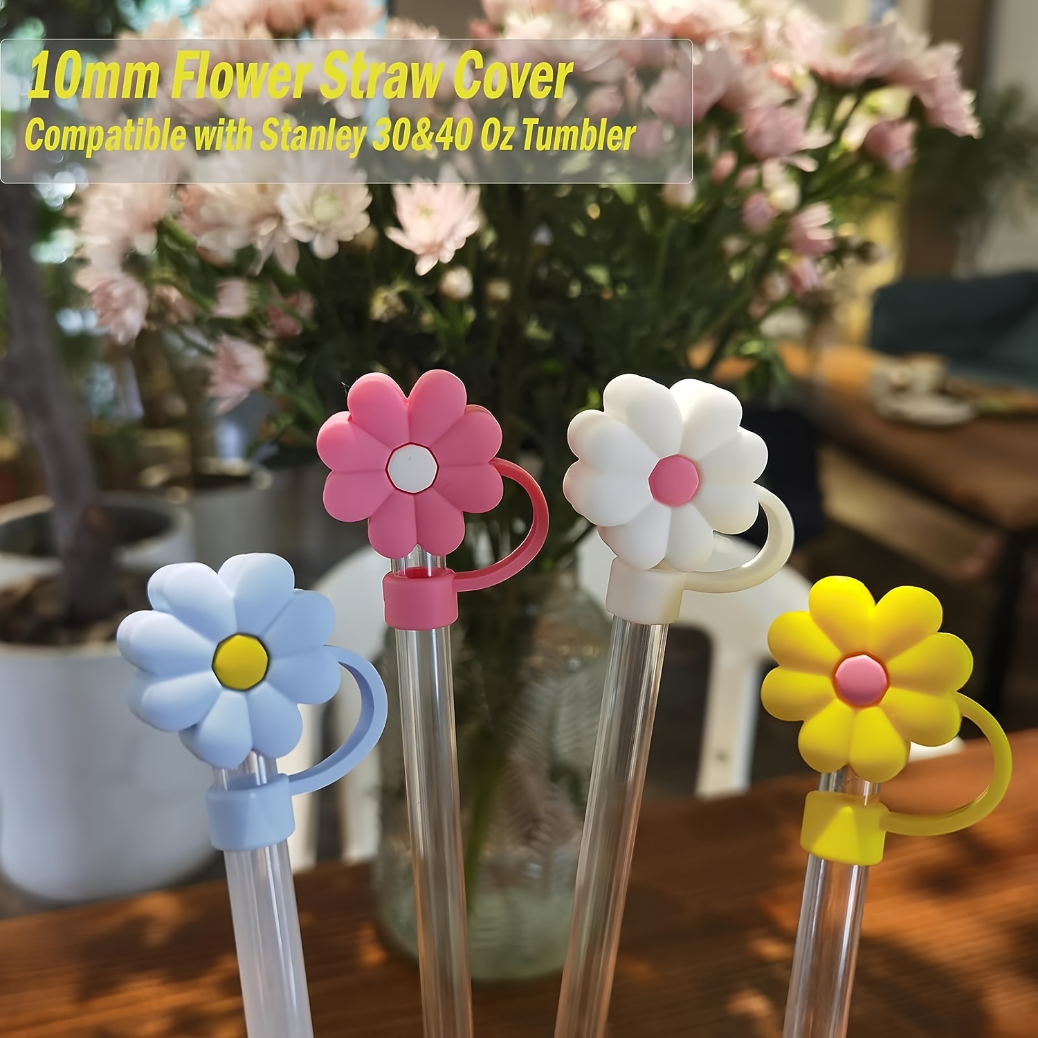 6PCS Silicone Straw Cover For Cup 40&30 Oz Accessories, 10mm Cute Flower Straw  Covers Cap For Simple Modern 40 Oz, Reusable Straw Topper For Tumblers,  Drinking Straw Caps Straws Stopper