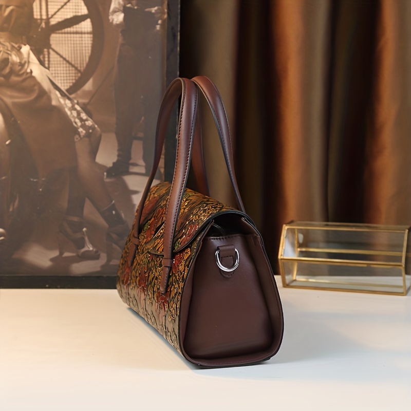 Vintage Floral Handbag for Women with Removable Strap