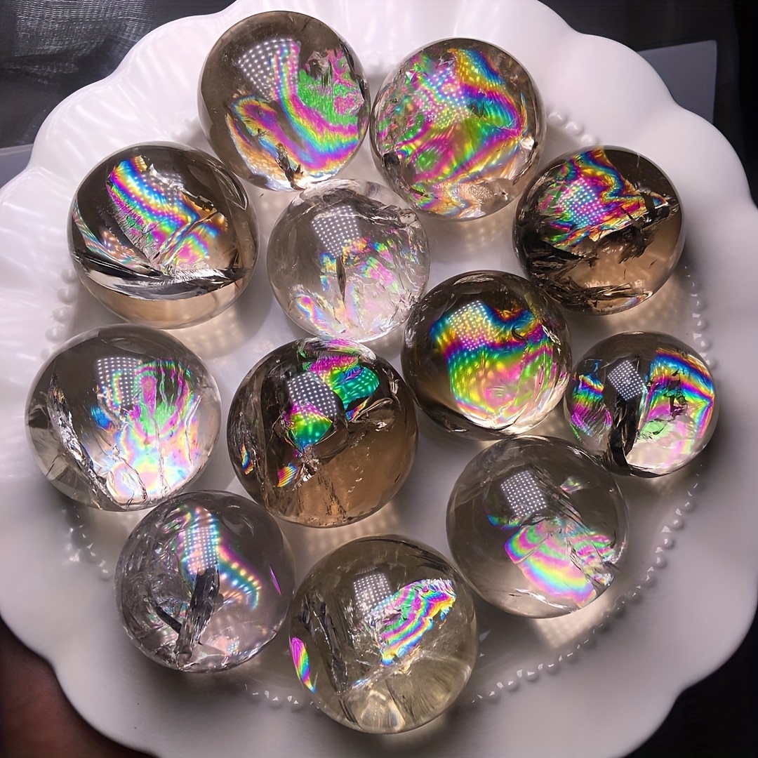 

1pc Natural Rainbow Smoky Quartz, Crystal Ball, Quartz Ball, Crystal Decoration, Crystal, Crystal Crystal Decoration For Home Office Bedroom