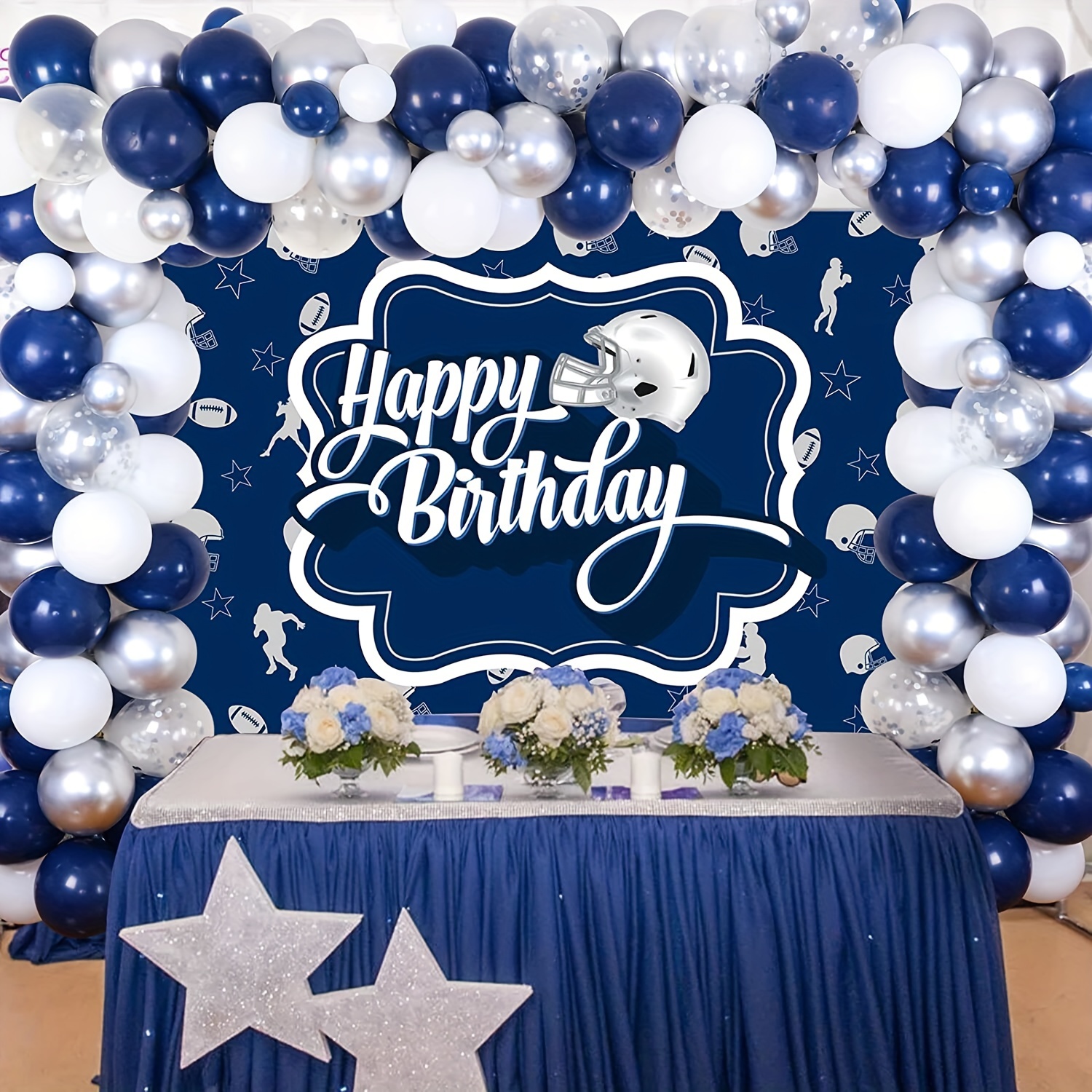 Cowboys Dallas Birthday Backdrop Banner Background Cartoon Party Suppies  7x5ft