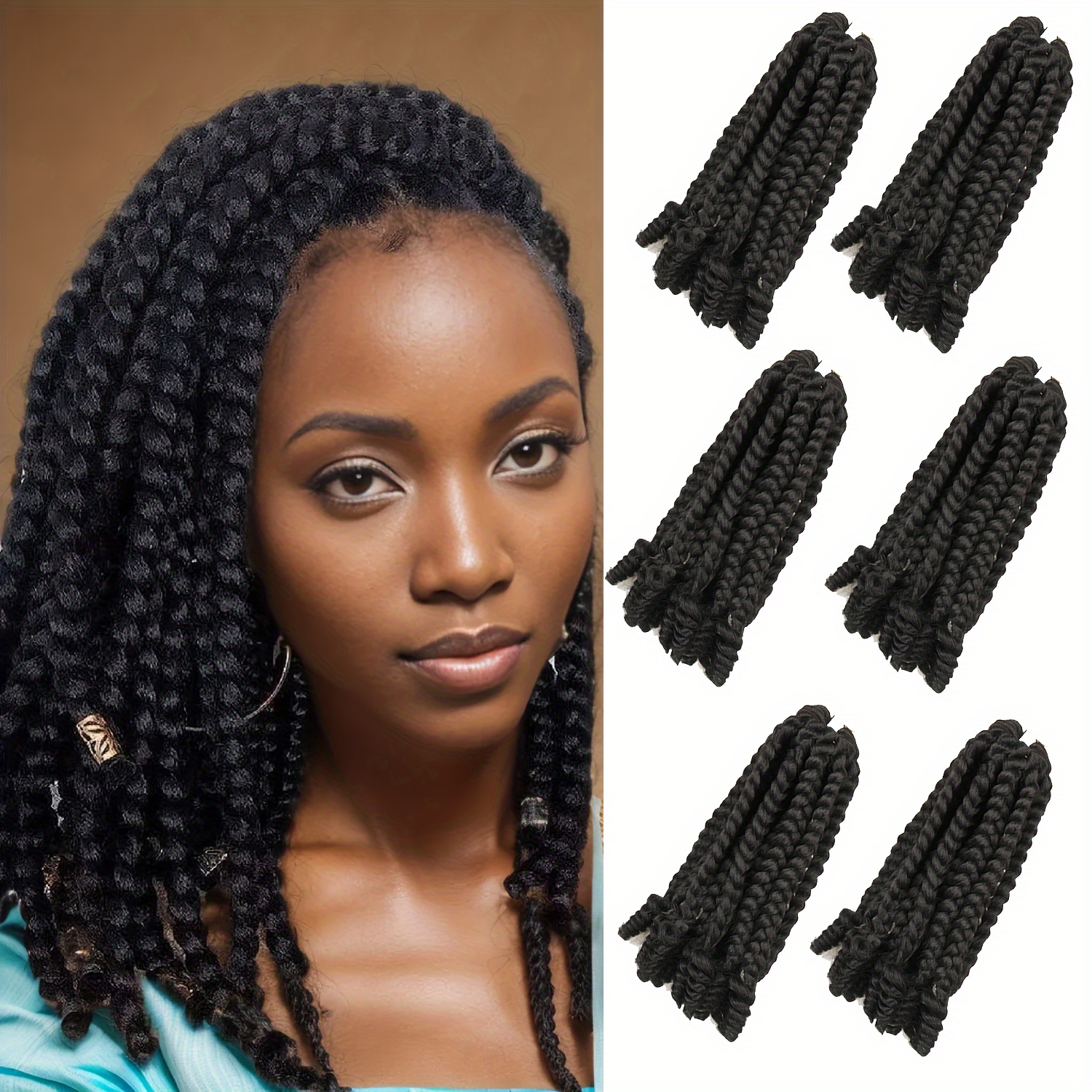 3Packs Crochet Box Braids Curly Ends 10/14 Inch Crochet Hair for Black Women