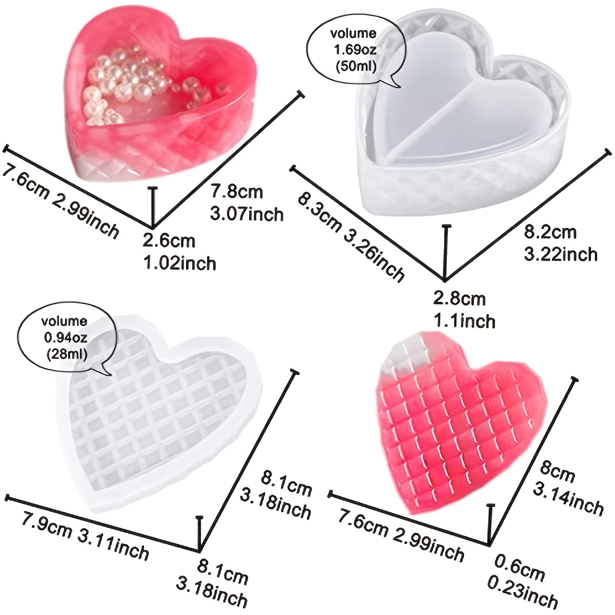 Mini Silicone Geometric Heart Mold