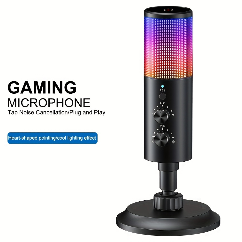 Rgb Usb Condenser Microphone Cardioid Gaming Mic Sf 666r - Temu