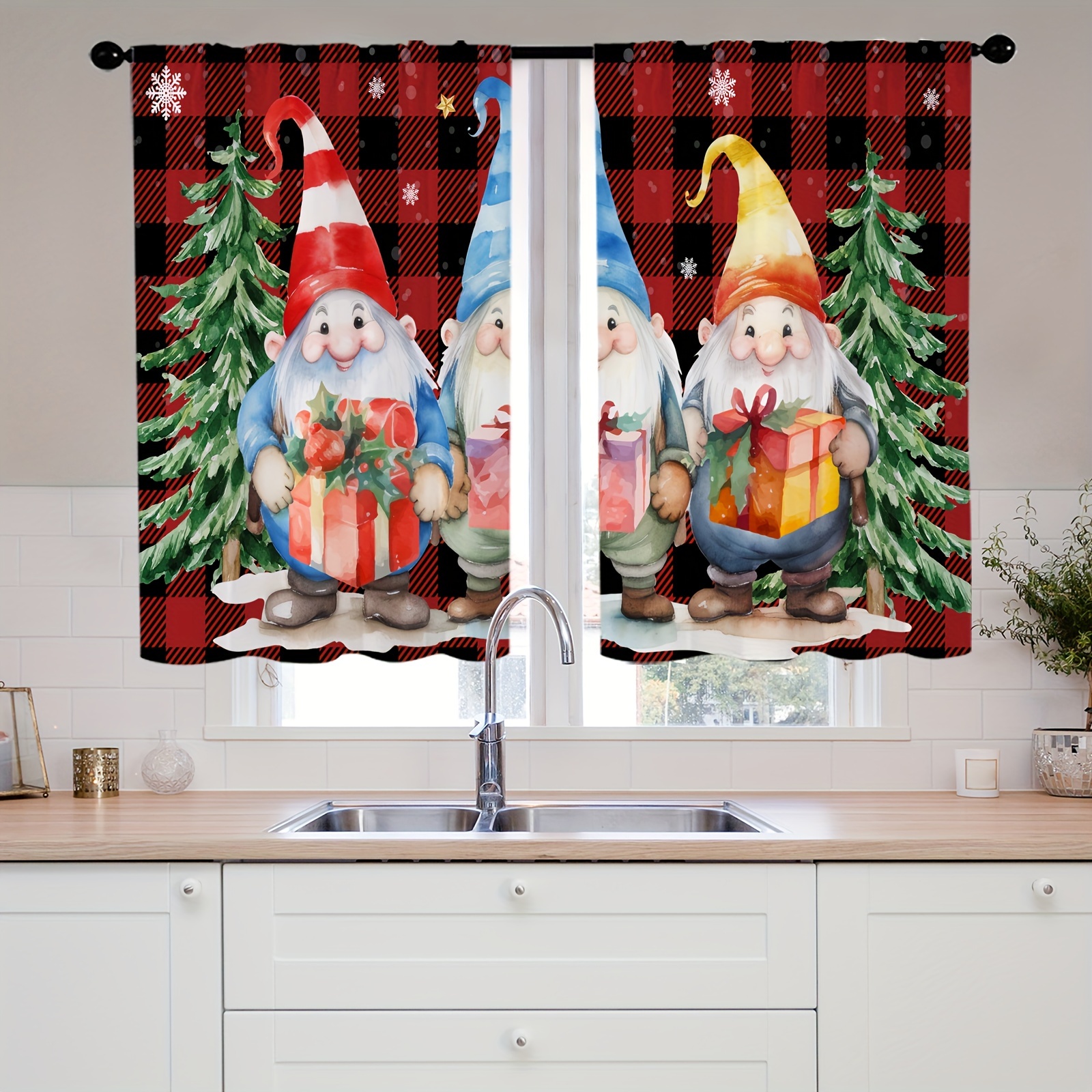 1pc Valance/2pcs Cafe Curtains Nieve Cortina Cocina Nivel - Temu