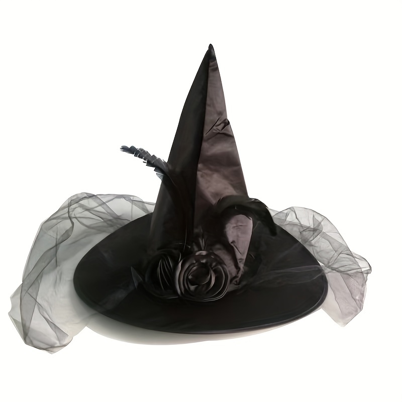 Costume Halloween Cappello Strega Feather Rose Decor - Temu Switzerland