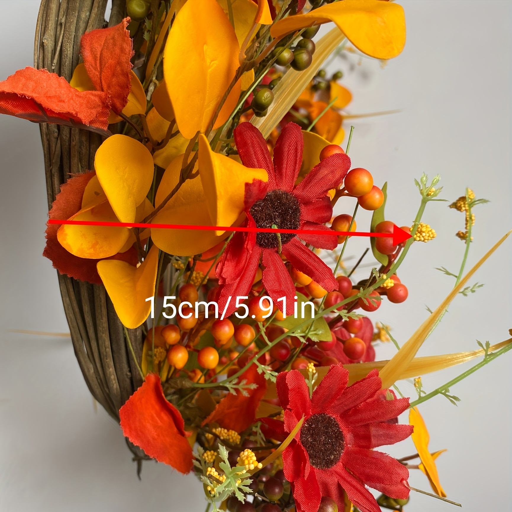Corona decorativa para puerta - Flores artificiales