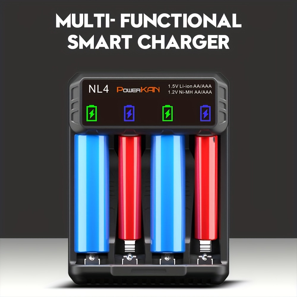 

Powerkan Led 1.5v Lithium Battery And 1.2v Nimh Aa/aaa Battery Charger