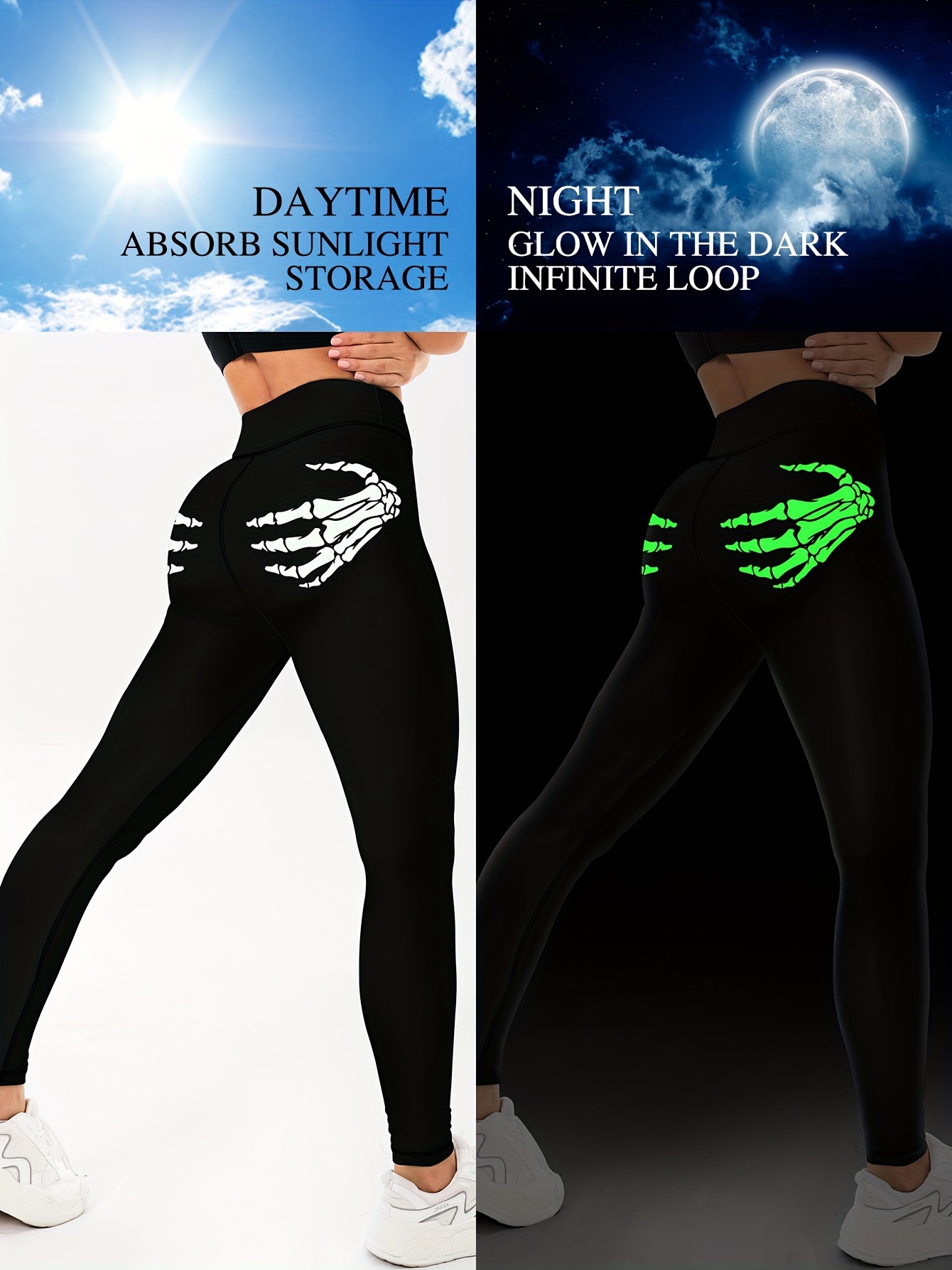 Fluorescent Skeleton Hand Print Yoga Workout Pants Sports - Temu New Zealand