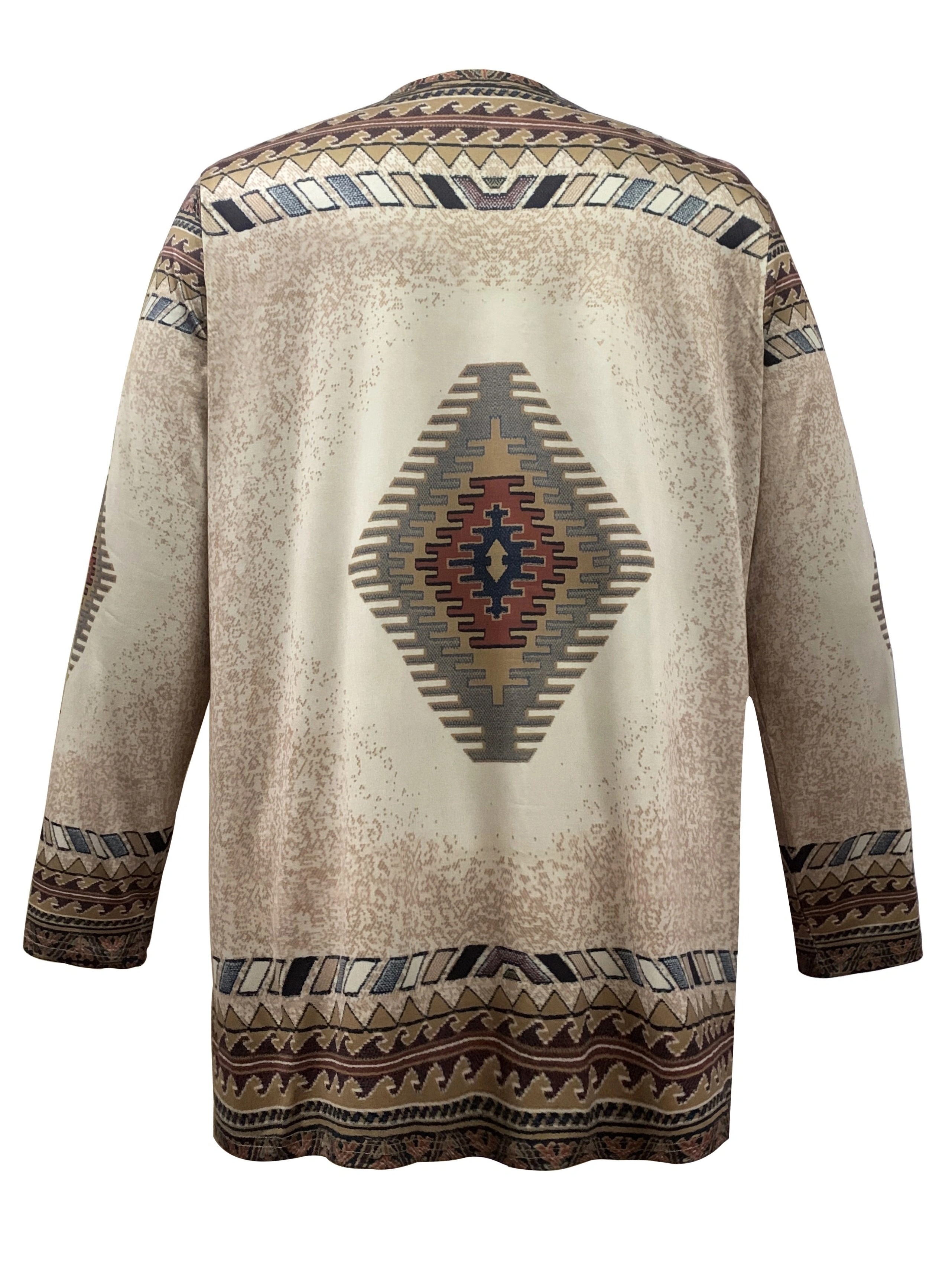 Plus Size Boho Cardigan Women's Plus Aztec Print Long Sleeve - Temu