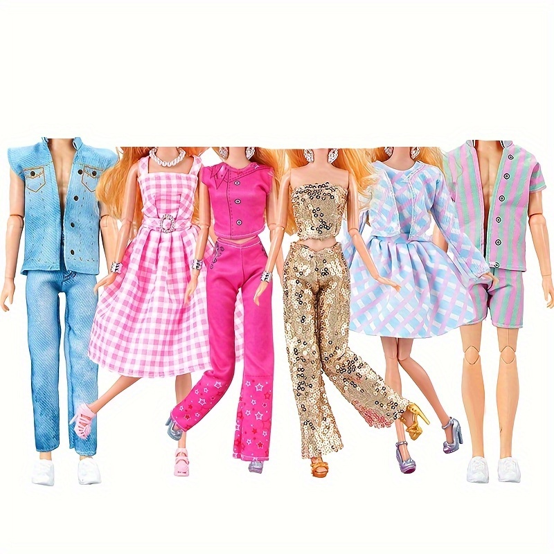 1 Set Ken Doll Clothes Daily Casual Outfit Trousers Long Pants + Striped  Plaid Shirt Short Pants for Ken Doll Accessories