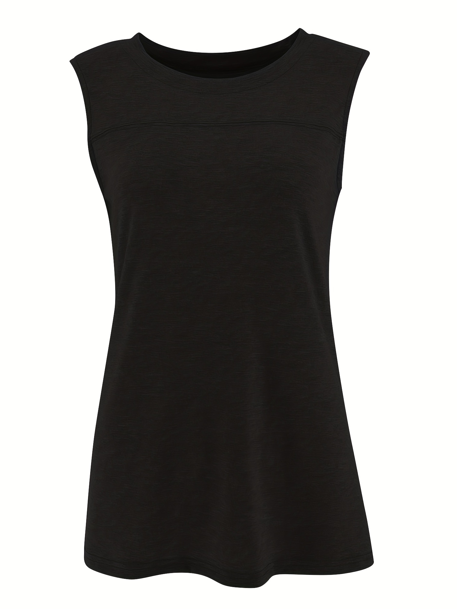 Sleeveless Tank Top Summer Casual Solid Crew Neck Women's Clothing