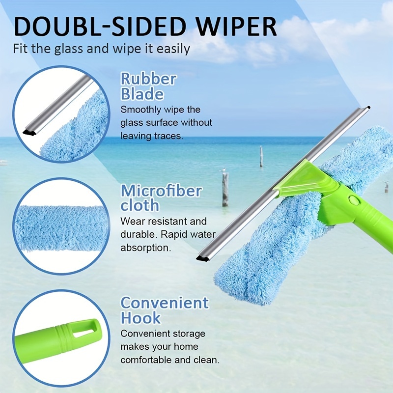 6″ Microfiber Window Cleaner  Window Cleaning Squeegee & Scrubber