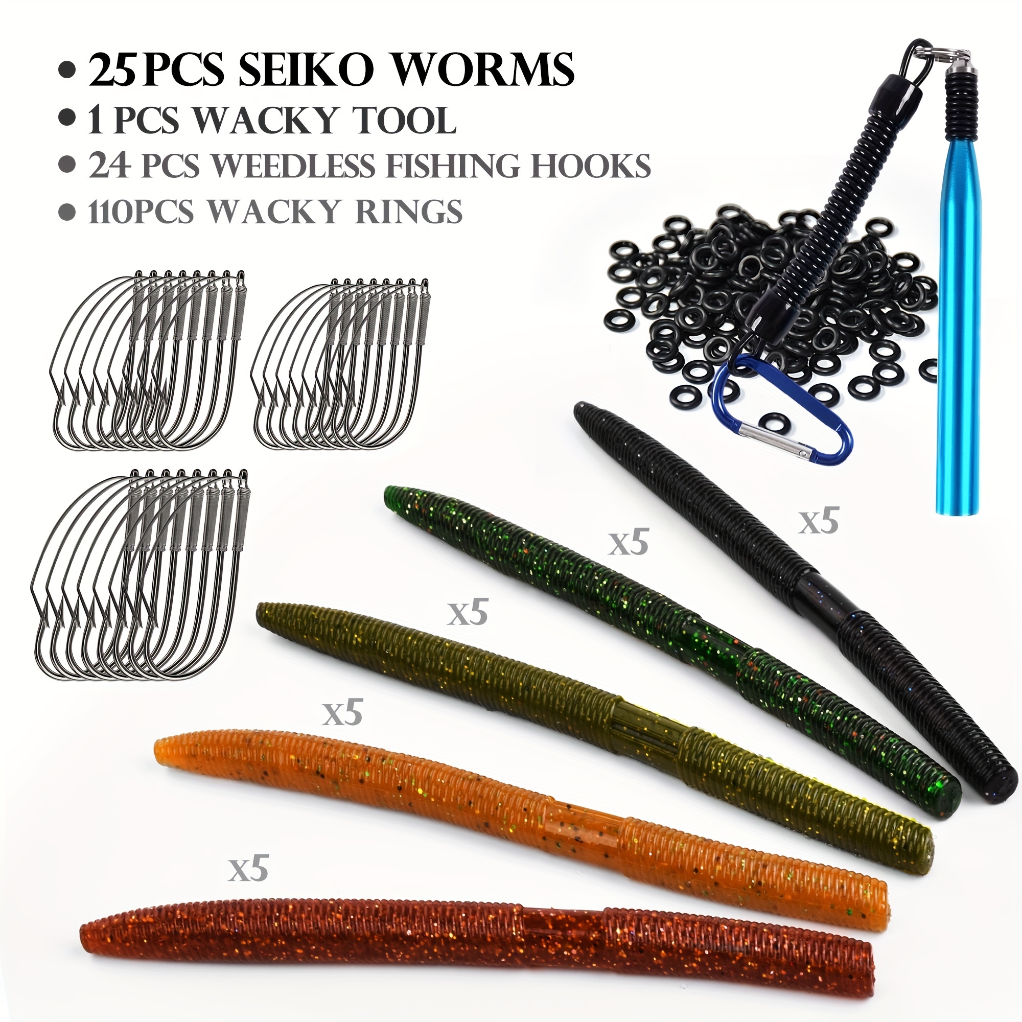 Wacky Rig Fishing Worm Kit Senko Bait Soft Plastic Lures - Temu