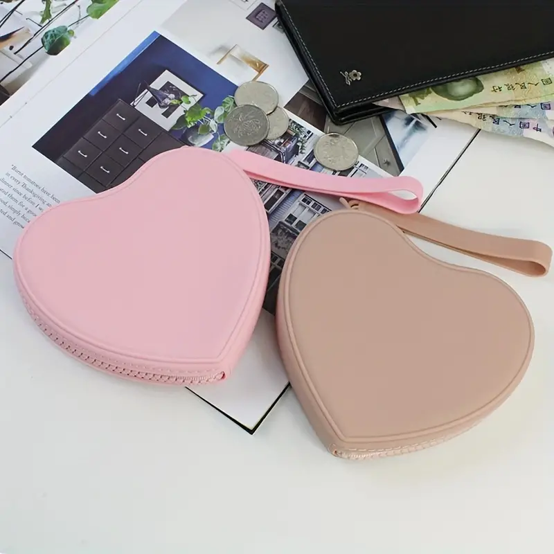 Heart Shape Silicone Coin Purse Cosmetic Storage Bag For - Temu