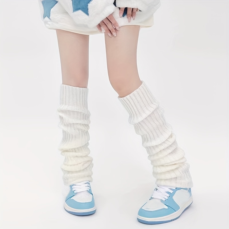 Striped Print Leg Warmers Comfy Warm Flared Knee High Socks - Temu