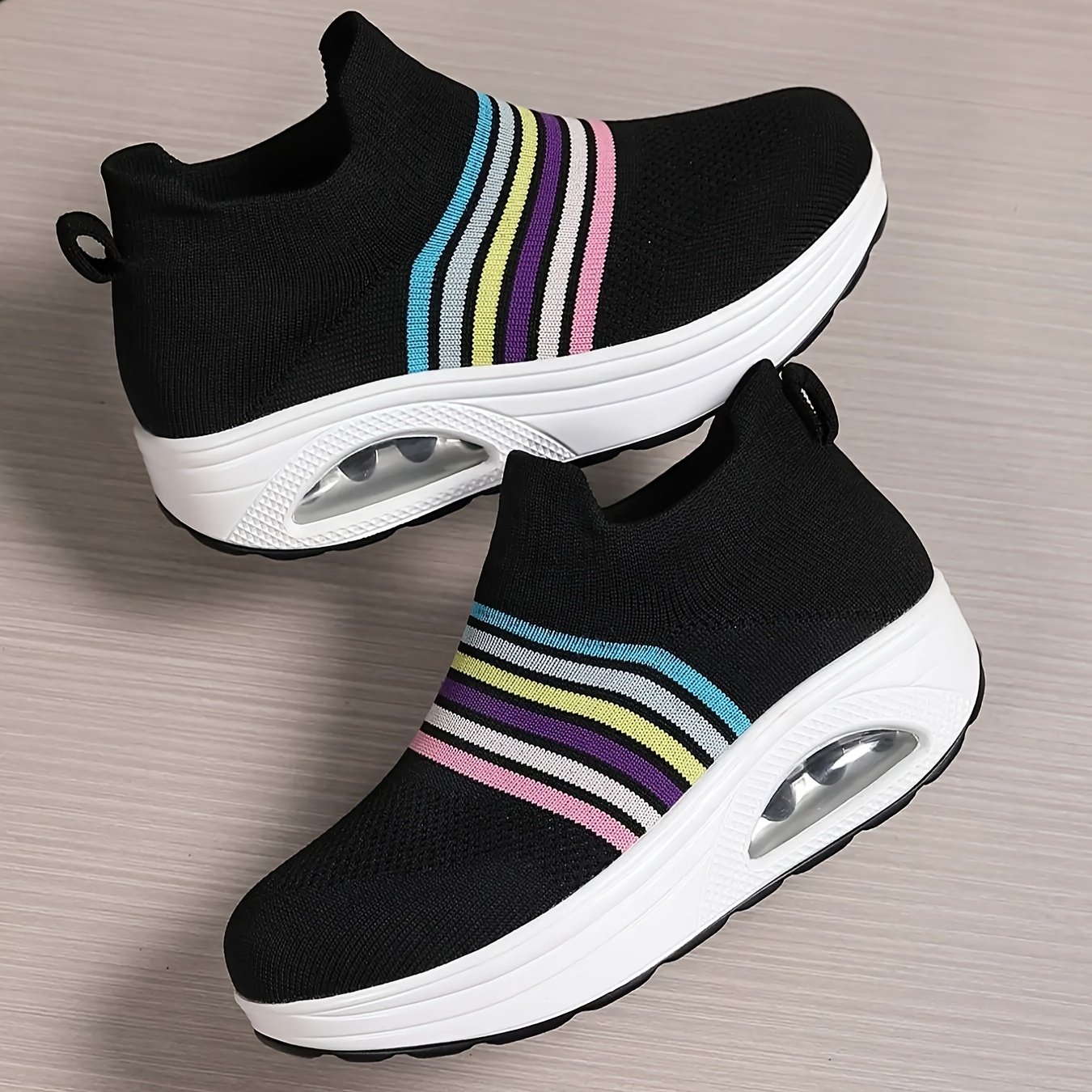 Sneakers with rainbow on sale stripes