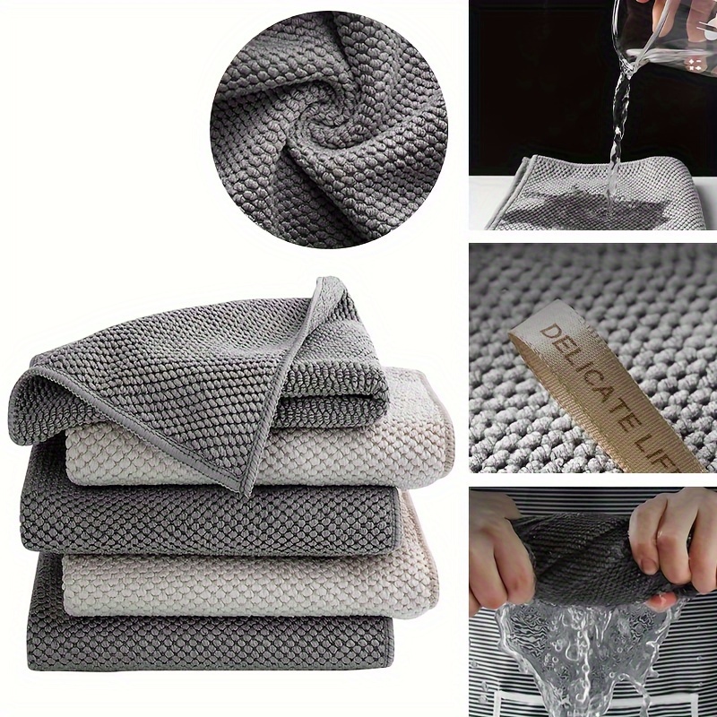 3pcs Wave Pattern Random Color Cleaning Rag,Kitchen Dish Cloths