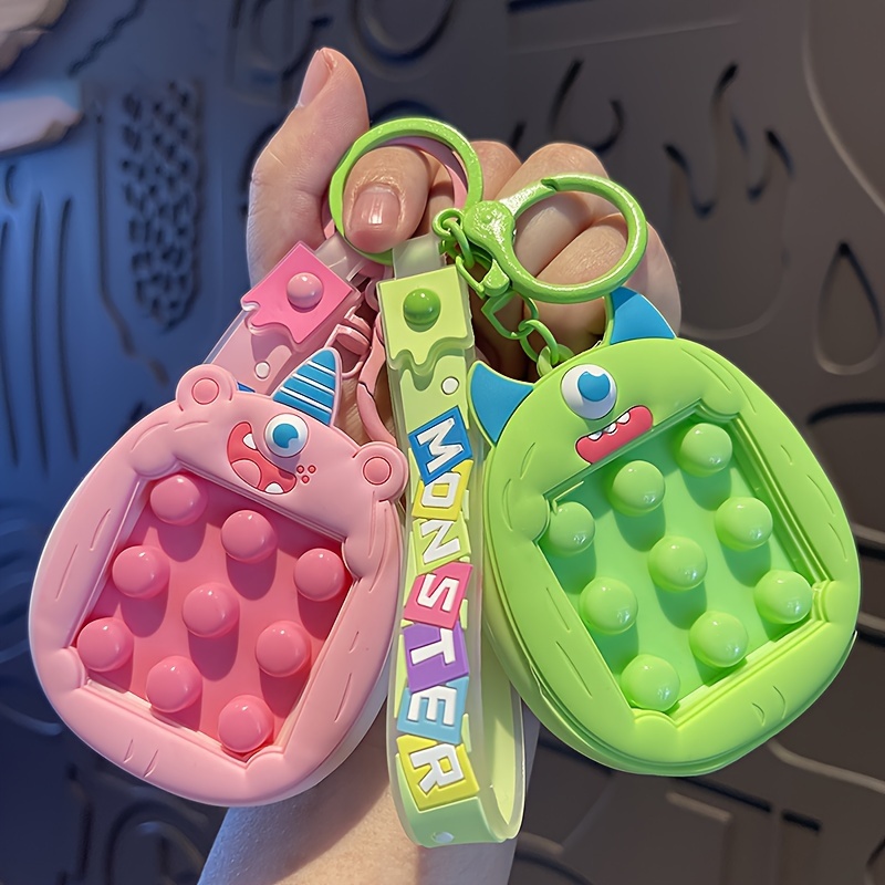3pcs Colourful Mini Pop Fidget Keychain, Dinosaur Keychains Accessories For  Car Cute Hand Sensory Key Chains Bulk, Stress Relief Squeeze Keychain Ring
