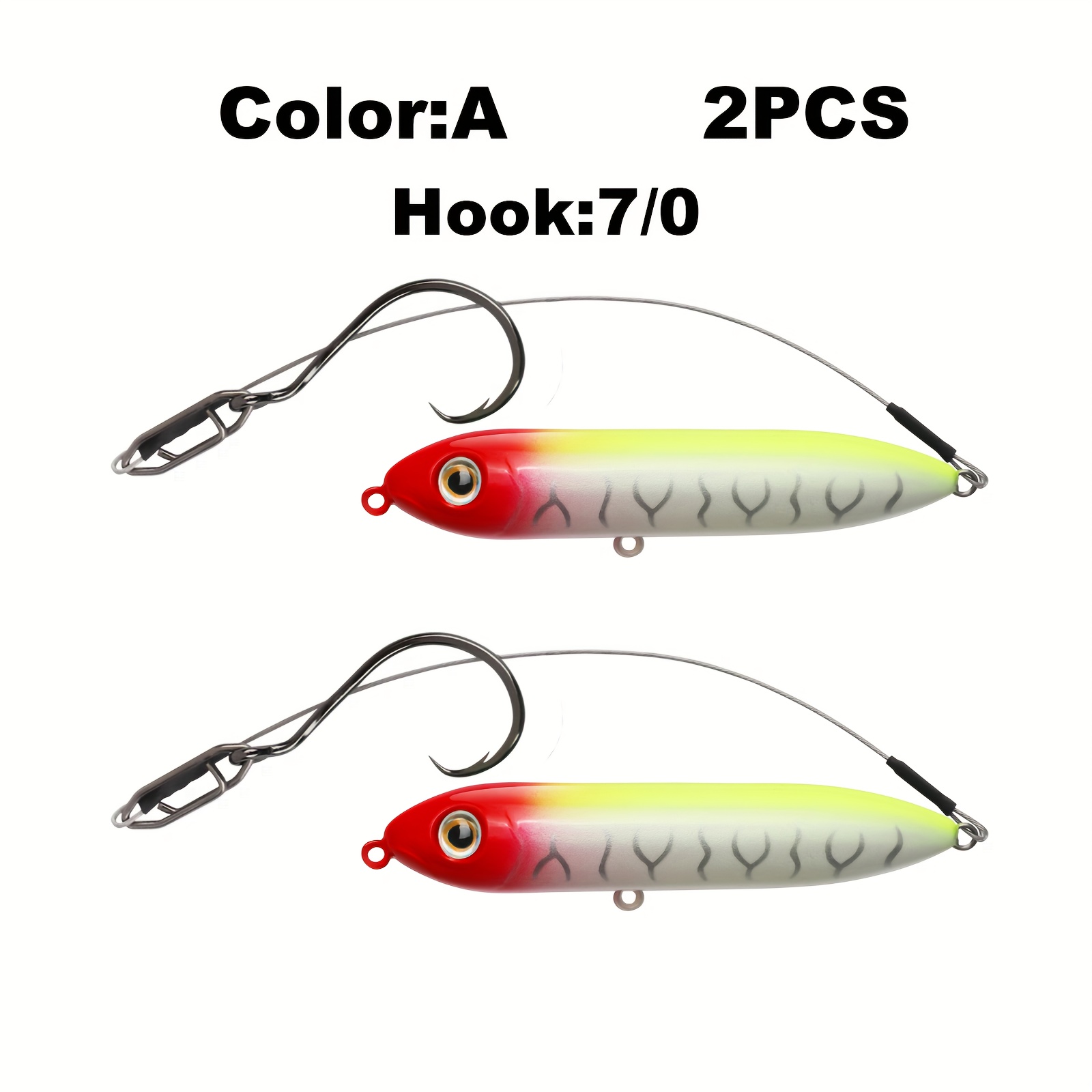 6pcs Heavy Duty Circle Hook Rigs with Saltwater Steel Leader Wire for Bass  and Catfish Fishing - 7/0 Circle Hook Lure Rig
