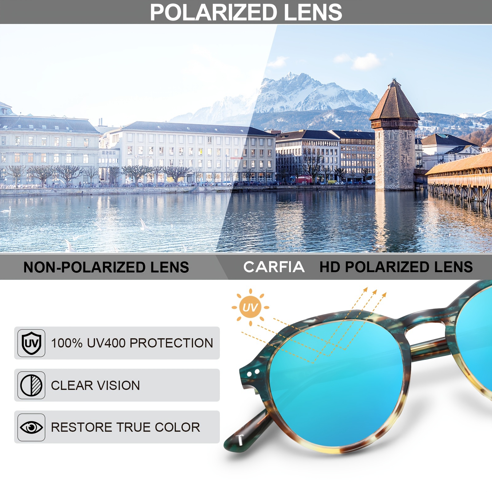  CARFIA Metal Mens Sunglasses Polarized UV400