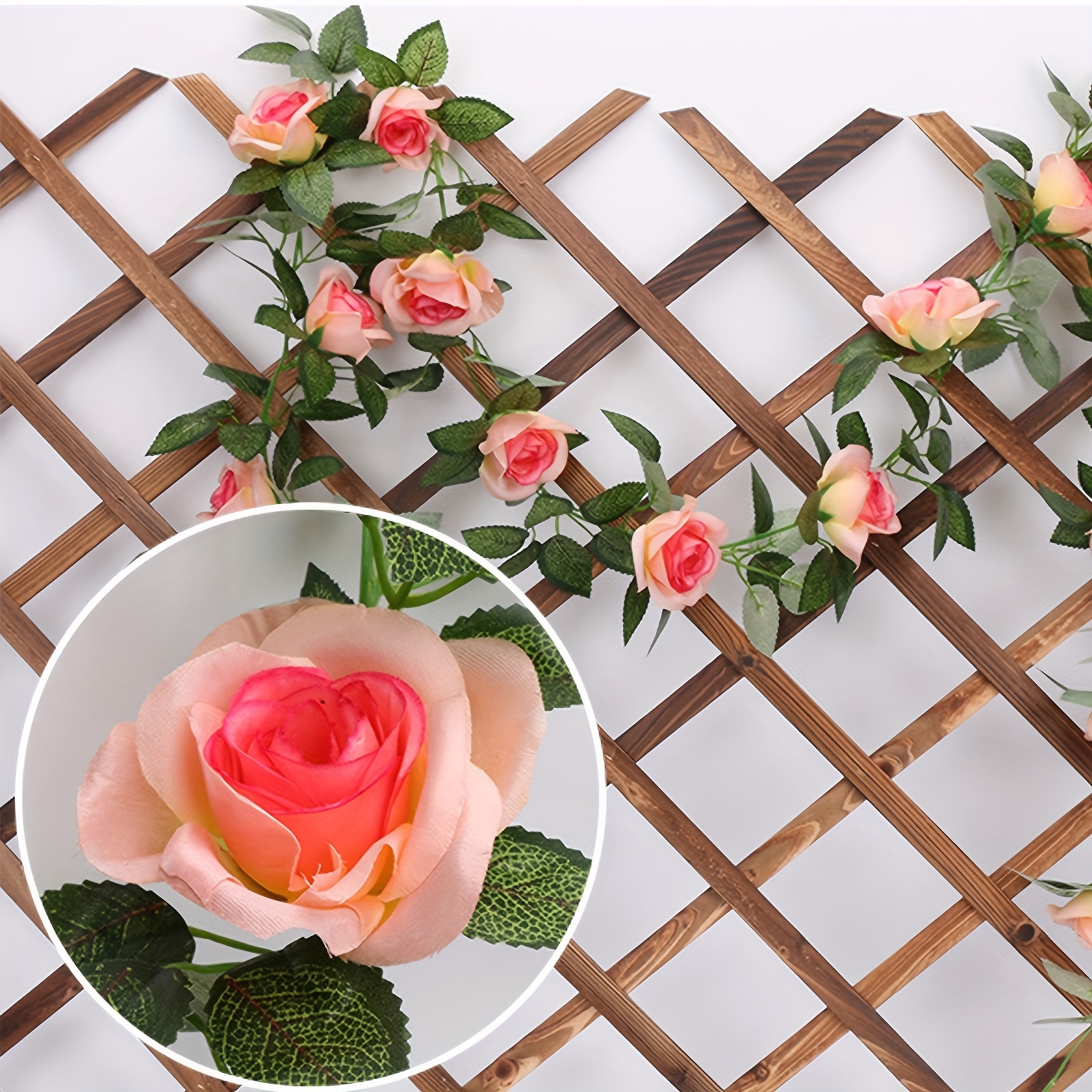 Romantic Rose Vine, Artificial Garland Hanging Fake Rose Ivy Silk