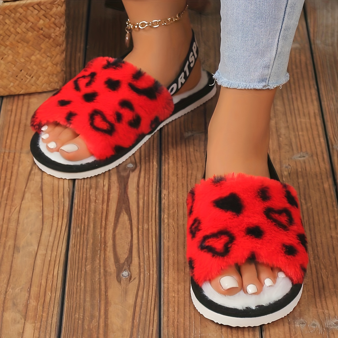 Red leopard best sale print sandals