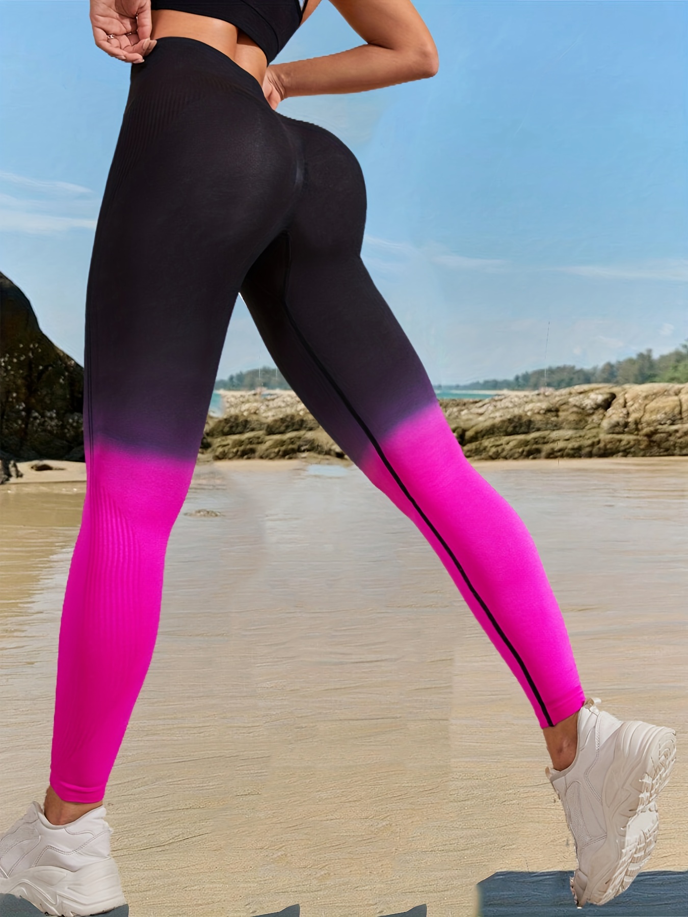 Solid Color Yoga Sports Leggings Seamless Workout Gym - Temu Australia