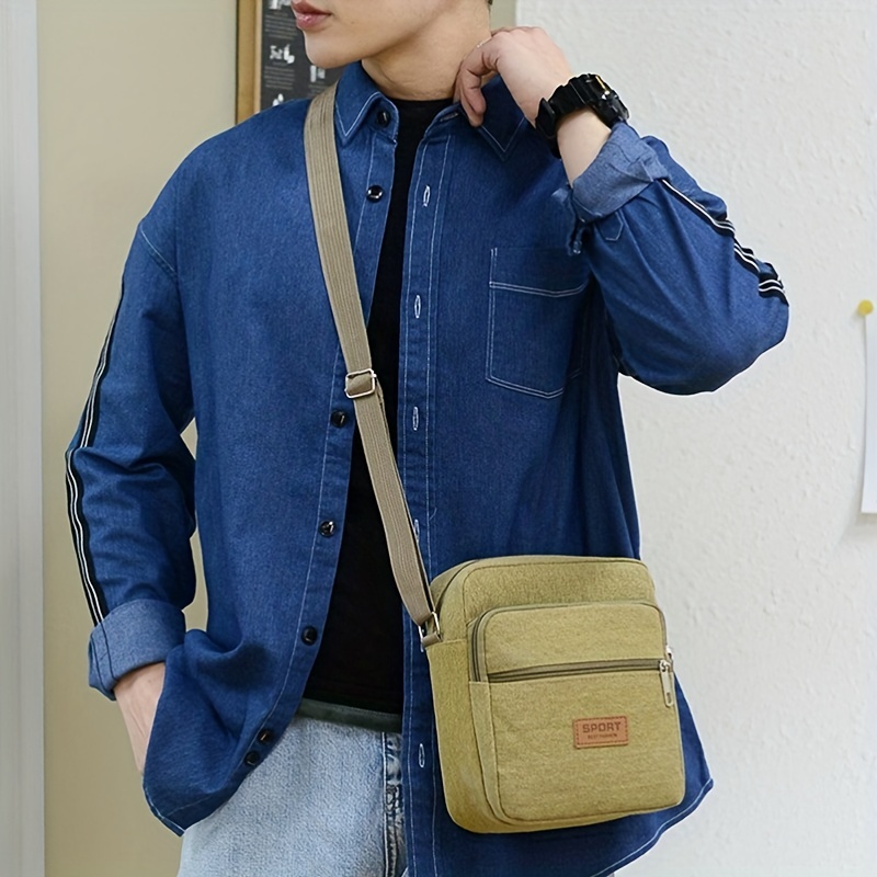 Men's Casual Waterproof Canvas Leather Handbag