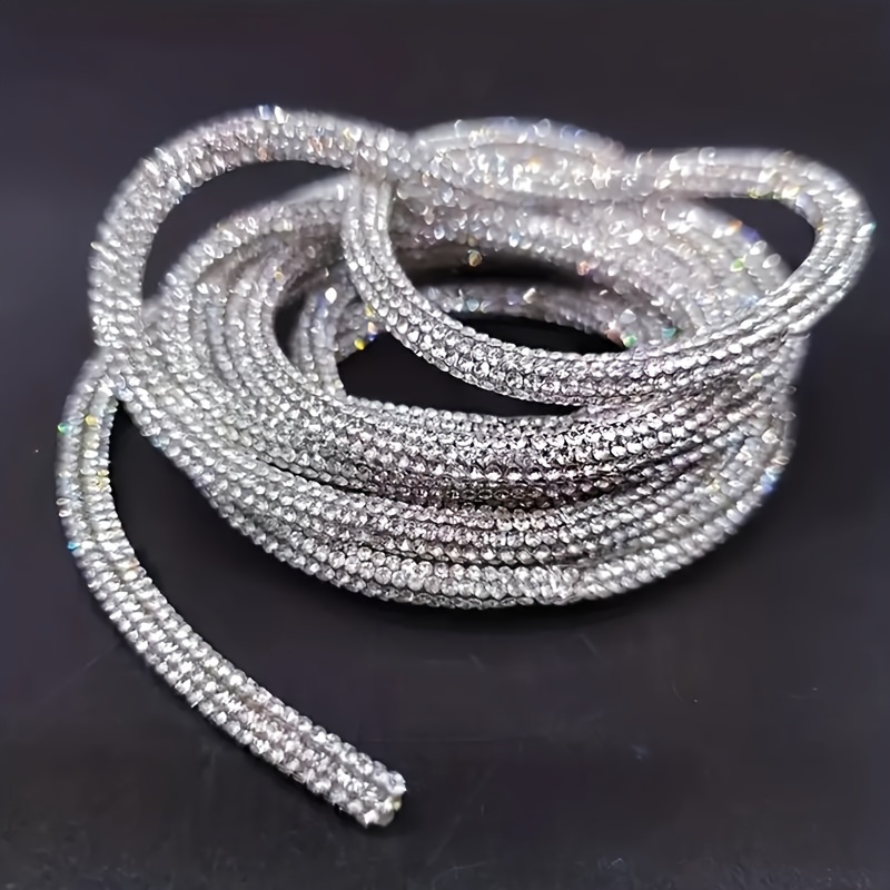 

1pc 180cm/70.8 Inches 4mm Shiny Rope Shining Decorative Rope Rhinestone Rope Cord Suitable For Diy Shoelace Rope Clothing Hat Drawstring Belt Rope Necklace Bracelet Jewelry Making