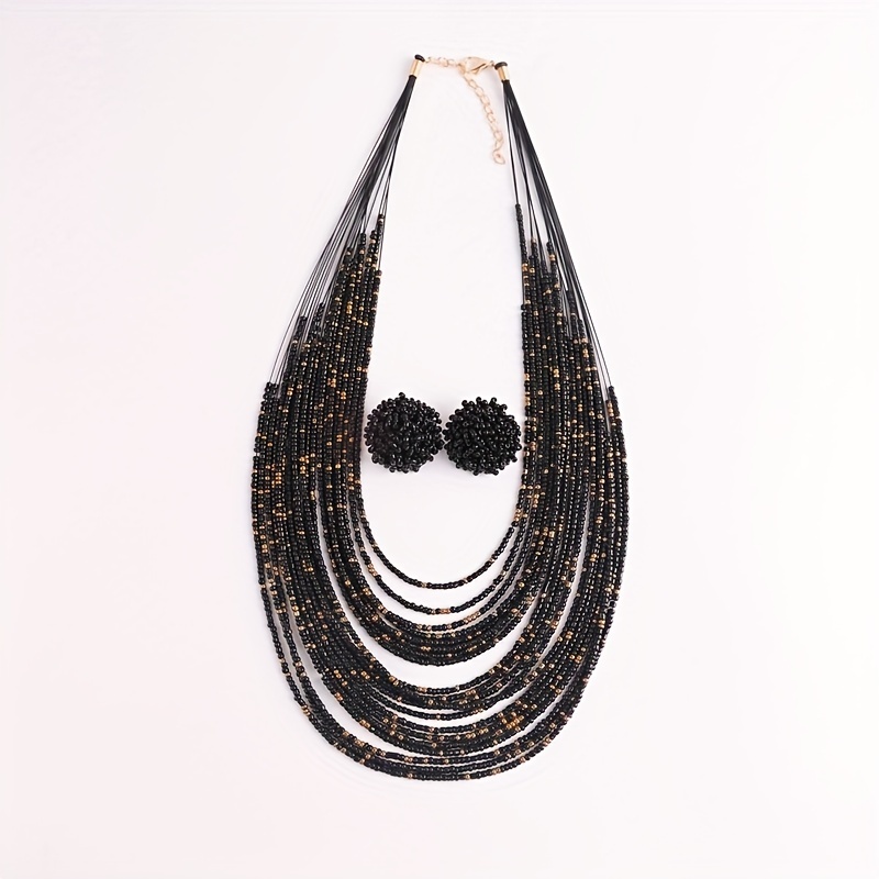 Bohemian Layer Rice Bead Necklace Set