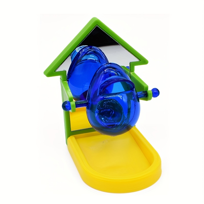 Automatic Bird Food Feeder Mirror Toy for Parrots