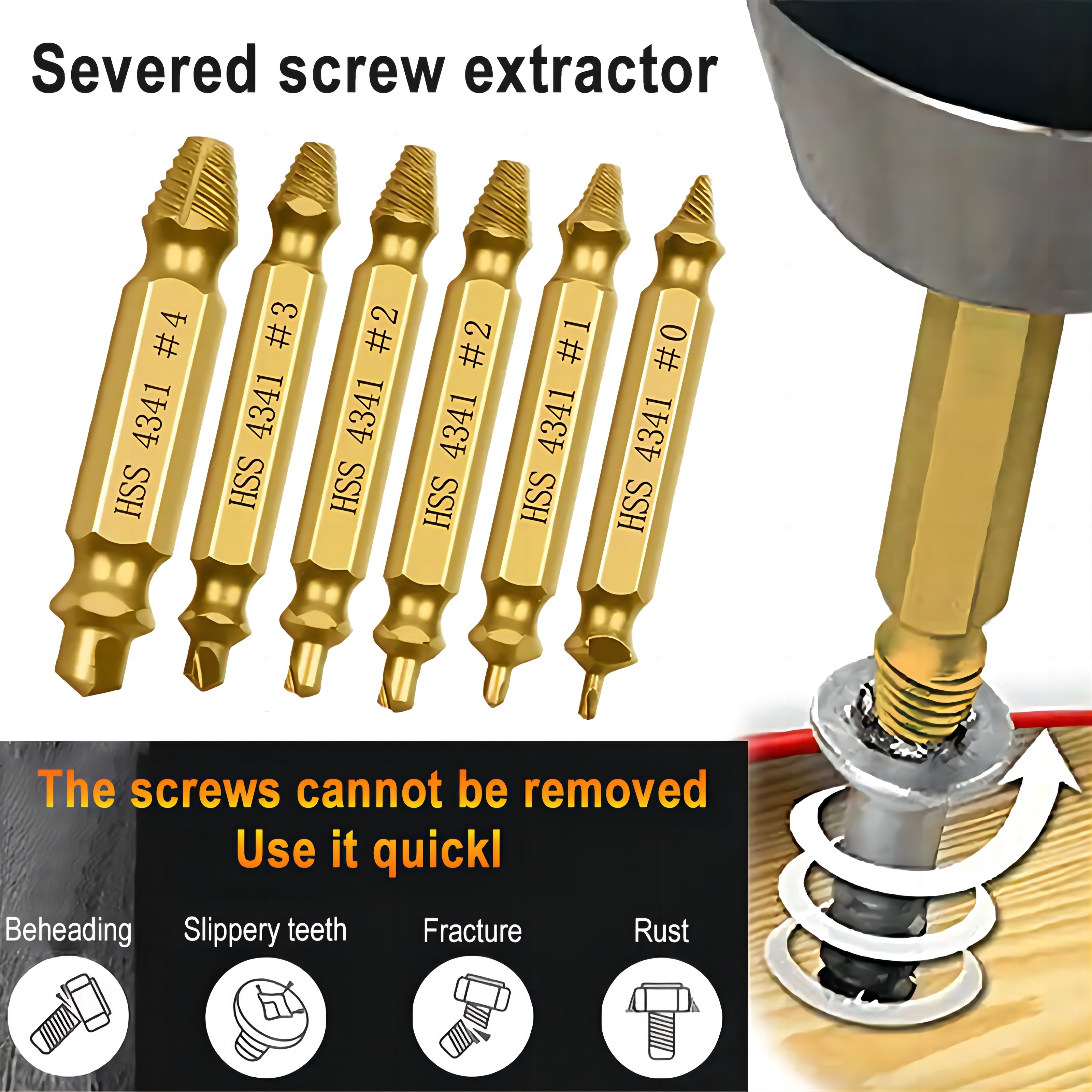 

6pcs Damaged Extractor Set: Double Head Remover Tools For Easy Out Bolt Extractor & Broken Head Removers - High Speed Steel