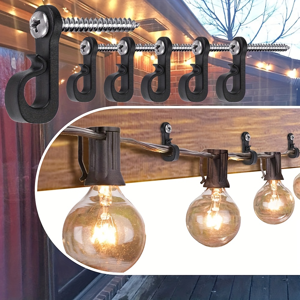 5pcs/10pcs Hanger Hooks For Outdoor String Lights, Christmas Light Hooks  With Screw, Indoor Outdoor Light Hooks Clips For Hanging String Lights Fairy
