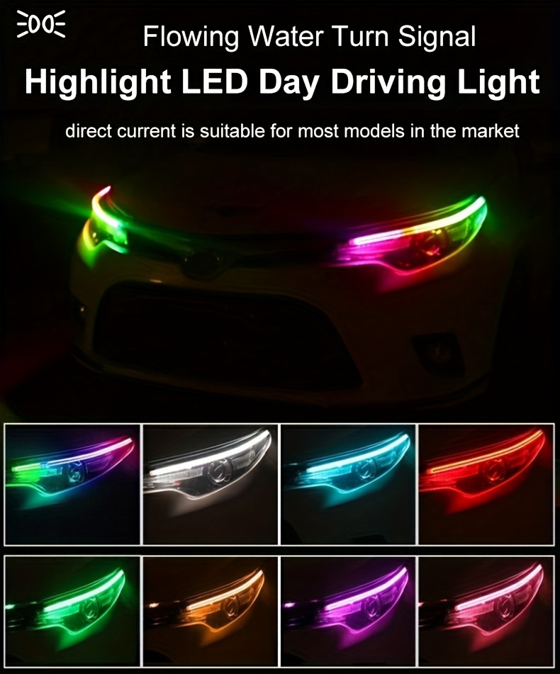 64 Colors Rgb App Remote Car Led Daytime Running Lights - Temu