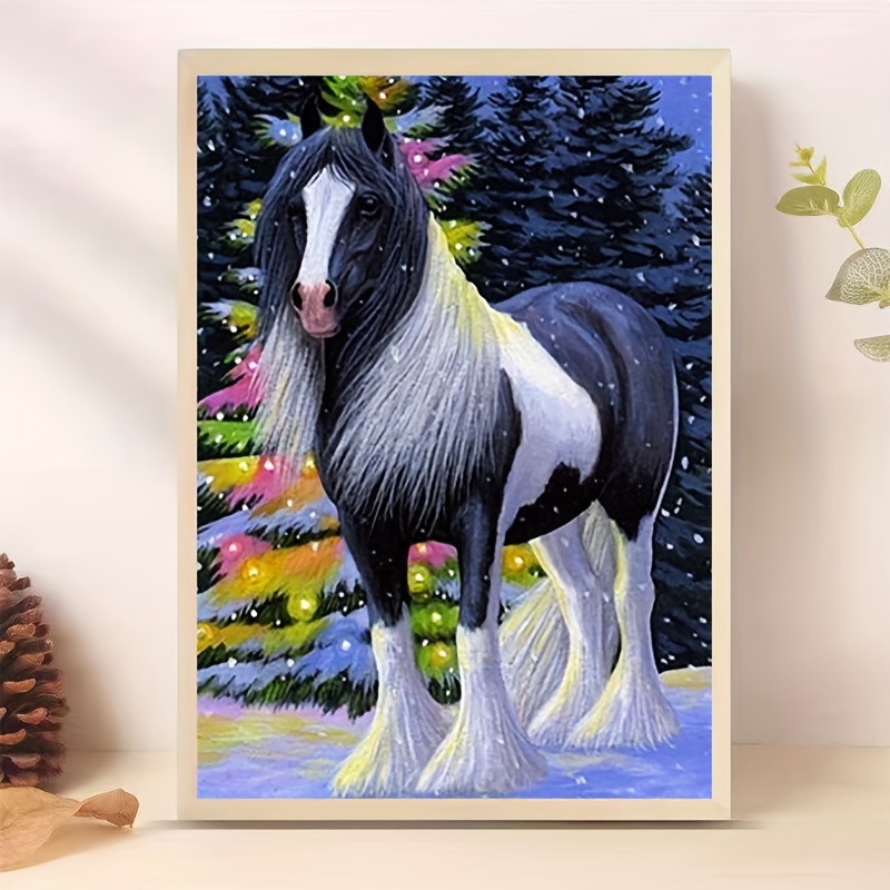 Diy Black Horse Animal Pattern Diamond Painting Set Mosaic - Temu