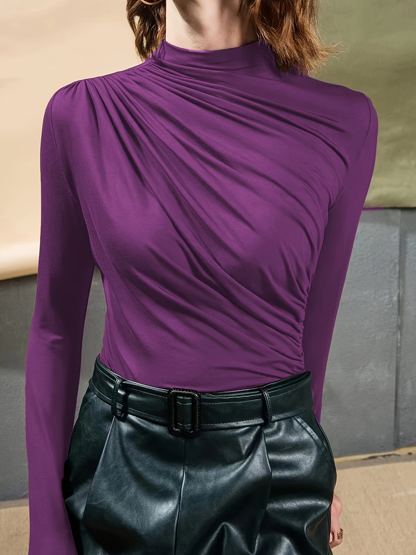 Purple mock neck on sale top