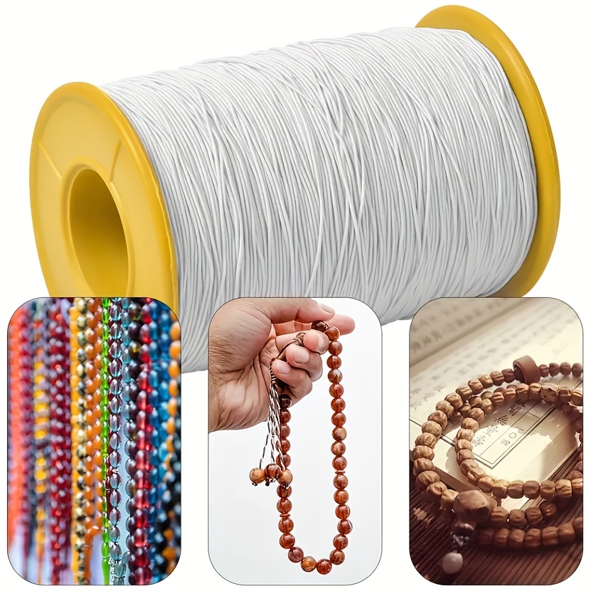 1pc 0.5mm×14960.63inch White Nylon Elastic Wire Cords Fabric Crafting Round  Stretchy Thread Beading String For Jewelry Making Bracelet Necklace Sewing