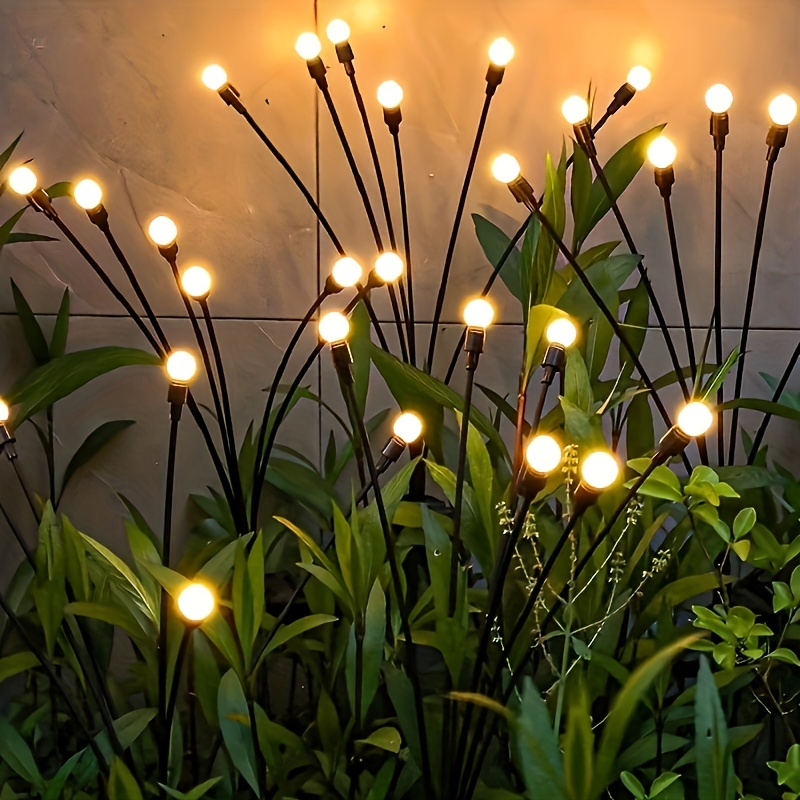 

2pcs Solar Garden Light - Ip65 Waterproof Firefly Lights For Pathway Flower Backyards Decoration - Warm White