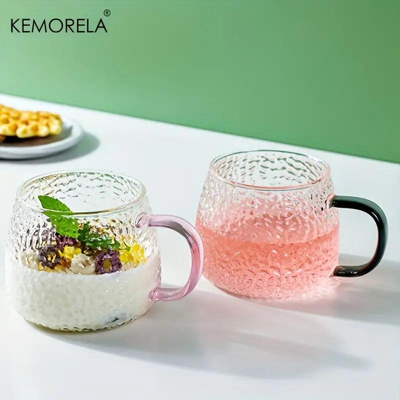 Kemorela Glass Water Cup, With Handle, Thickened Heat Resistant Tea Cups,  Coffee Mugs, For Juice, Coffe, Tea, Bubble Tea, Wine, Exquisite Glassware,  Drinkware, Birthday Gifts - Temu