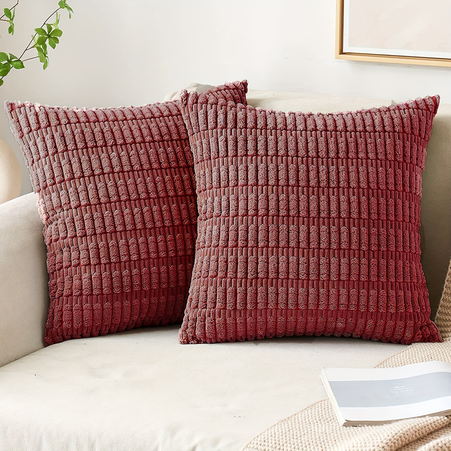 Cranberry top throw pillows