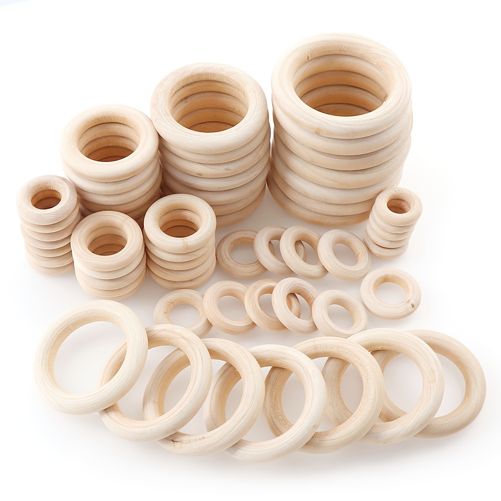 

5/10/30/50pcs Multi Sizes Beige Wooden Hanging Hoops For Home Decors Diy Crafting Jewelry Accessory Making Supplies