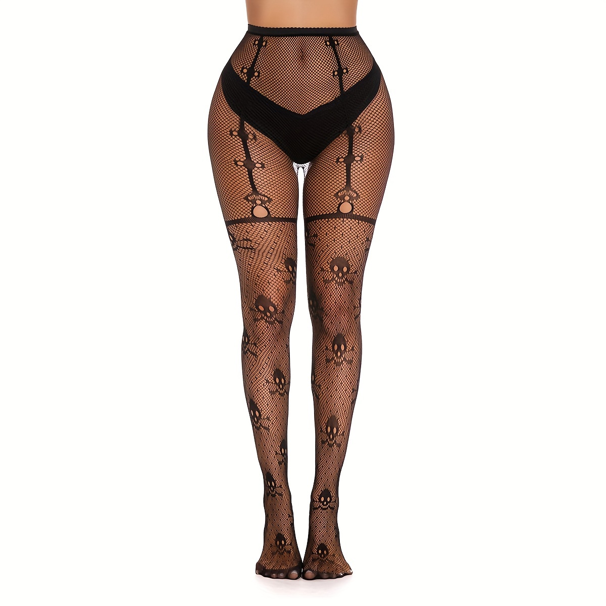 Skull Fishnet Tights Fishnet Stockings Halloween - Temu Canada